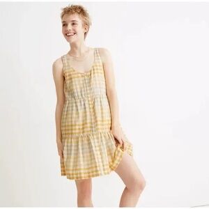 Madewell Yellow and Cream Plaid Dress